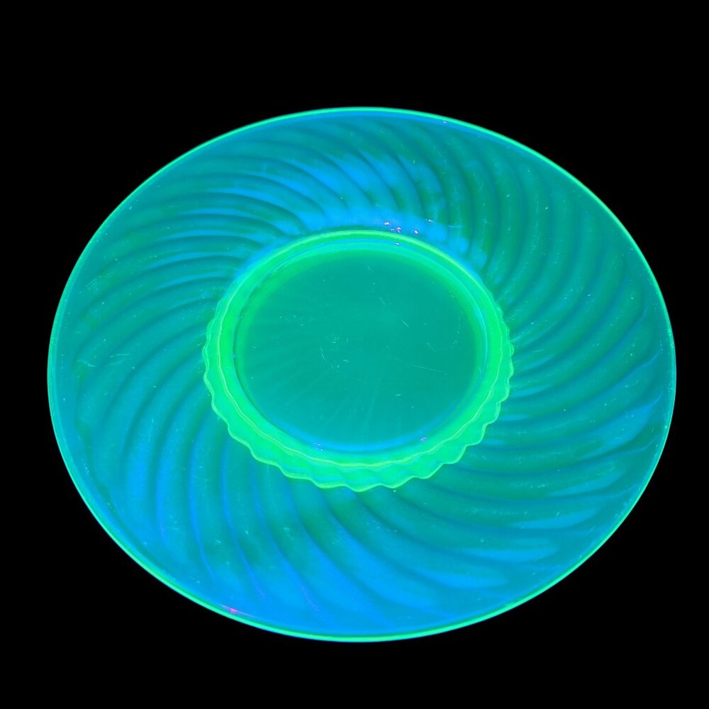 Vintage Uranium Depression Glass Green Decorative Saucer